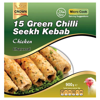 Crown Frozen Kebabs with Chicken and Green Peppers 900g (15 pieces)